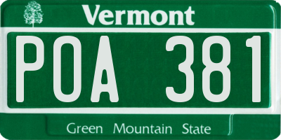 VT license plate POA381