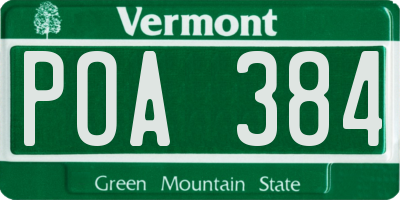 VT license plate POA384