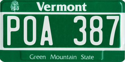 VT license plate POA387