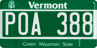 VT license plate POA388