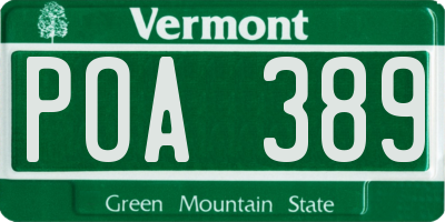 VT license plate POA389