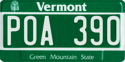 VT license plate POA390