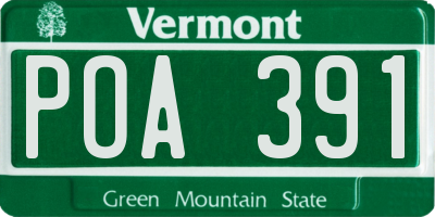 VT license plate POA391