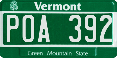 VT license plate POA392