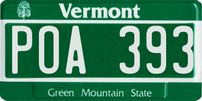 VT license plate POA393