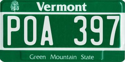 VT license plate POA397