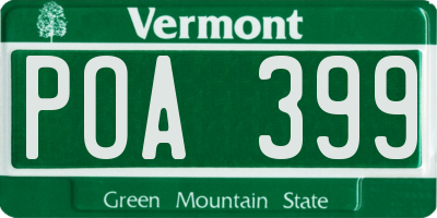 VT license plate POA399
