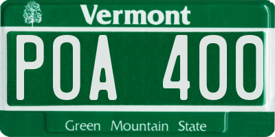 VT license plate POA400