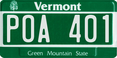 VT license plate POA401