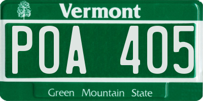 VT license plate POA405
