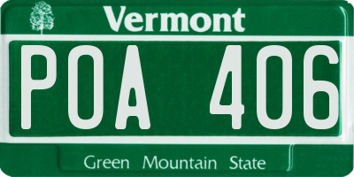 VT license plate POA406
