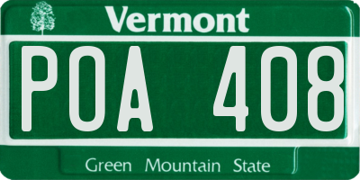 VT license plate POA408