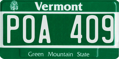 VT license plate POA409