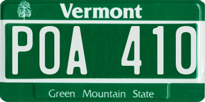 VT license plate POA410