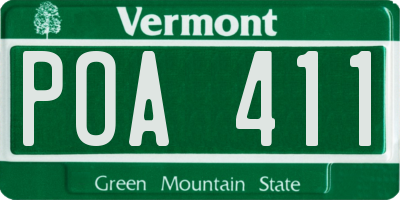 VT license plate POA411