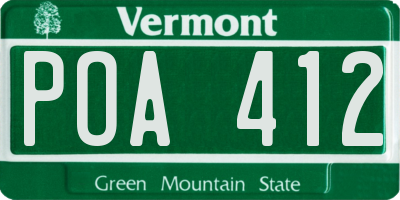 VT license plate POA412