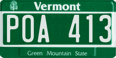 VT license plate POA413