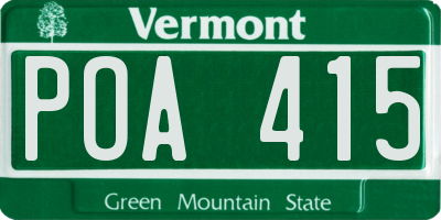 VT license plate POA415