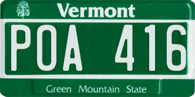 VT license plate POA416