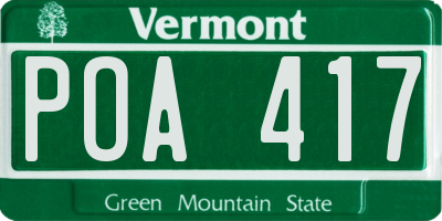 VT license plate POA417