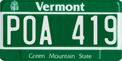 VT license plate POA419