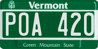 VT license plate POA420
