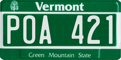 VT license plate POA421