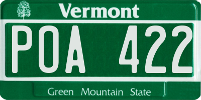 VT license plate POA422