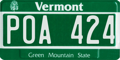 VT license plate POA424