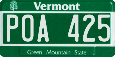 VT license plate POA425