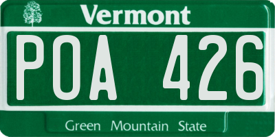 VT license plate POA426