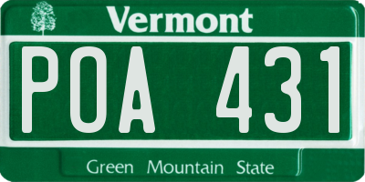 VT license plate POA431