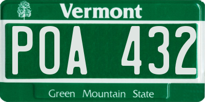 VT license plate POA432