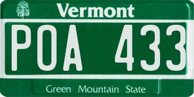 VT license plate POA433