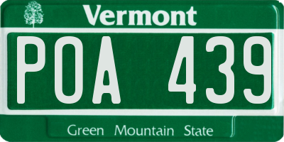 VT license plate POA439