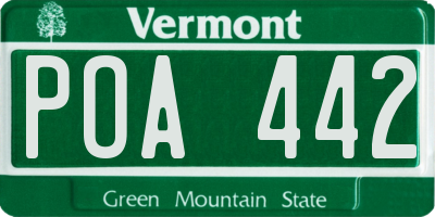 VT license plate POA442
