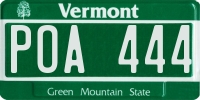 VT license plate POA444