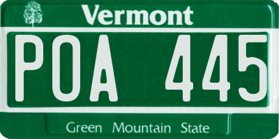 VT license plate POA445