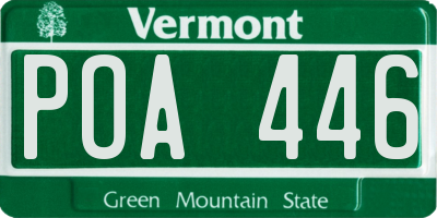 VT license plate POA446