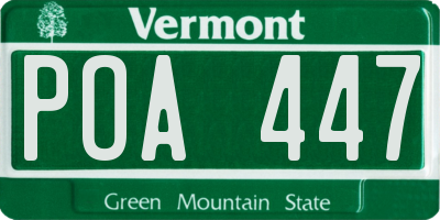 VT license plate POA447