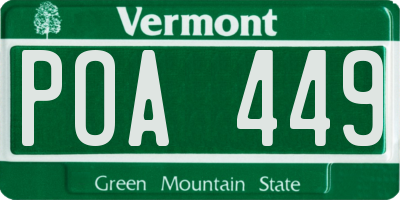 VT license plate POA449