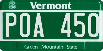 VT license plate POA450