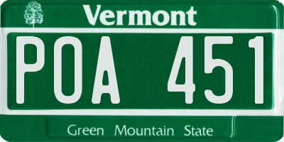 VT license plate POA451