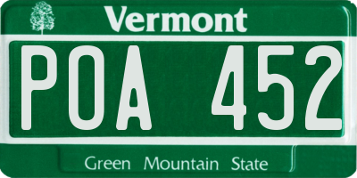 VT license plate POA452