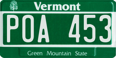 VT license plate POA453