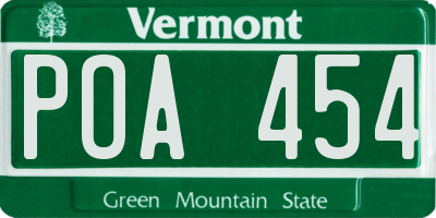 VT license plate POA454