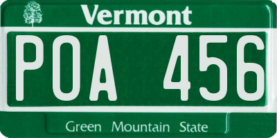 VT license plate POA456