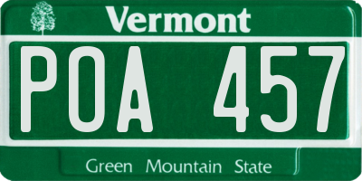 VT license plate POA457