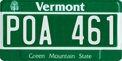 VT license plate POA461