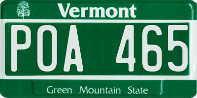 VT license plate POA465